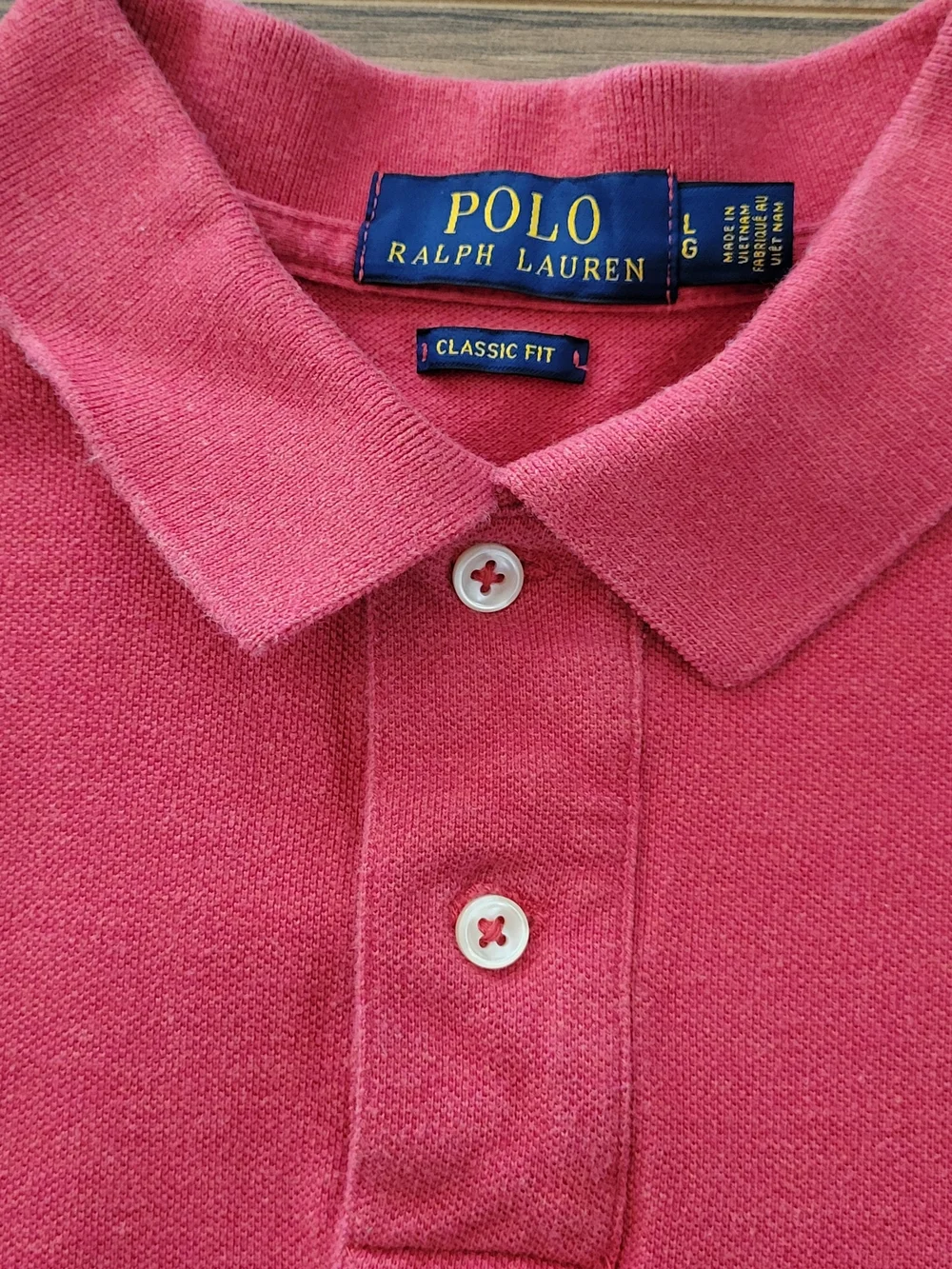 Ralph Lauren Men’s Coral Red Pink Polo with Blue Pony